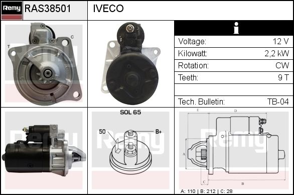 DELCO REMY Стартер RAS37091